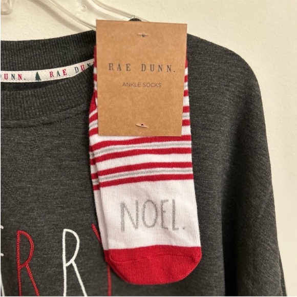 Women’s Rae Dunn Charcoal Grey Sweatshirt with Ankle Socks Size Small - Picture 7 of 11